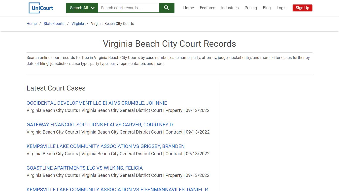 Virginia Beach City Court Records | Virginia | UniCourt